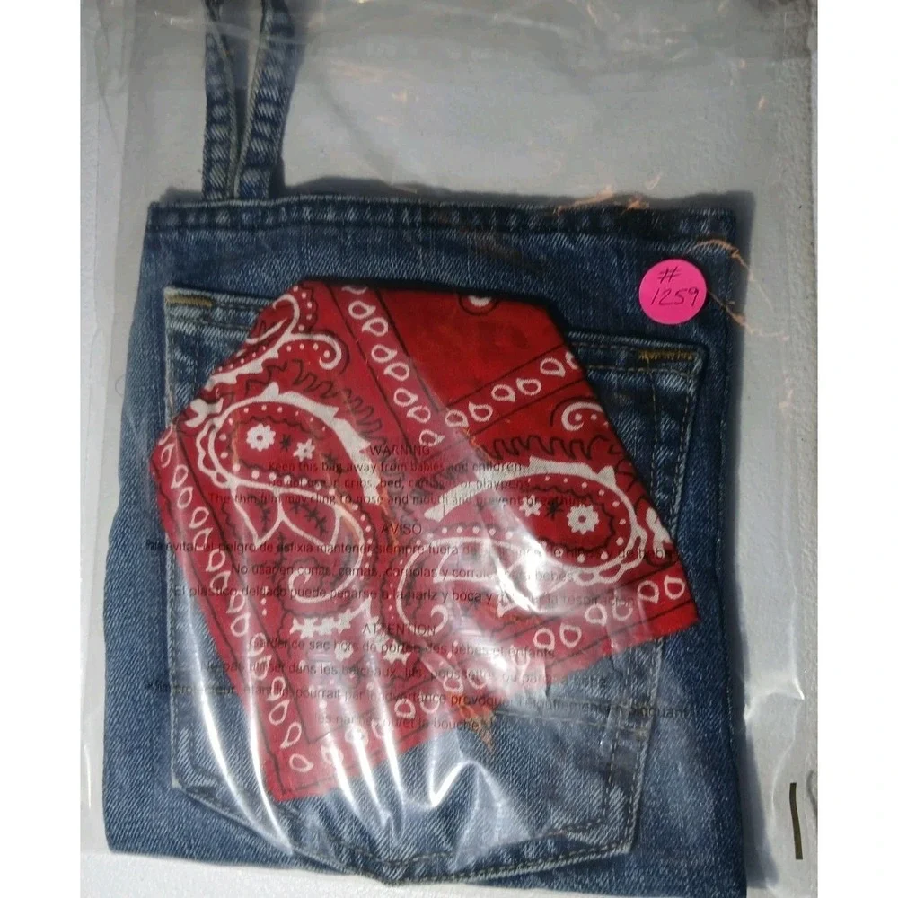 KITCHEN DENIM JEANS HOT PAD, Country LIFE RED‎ HANKERCHEIF #1259